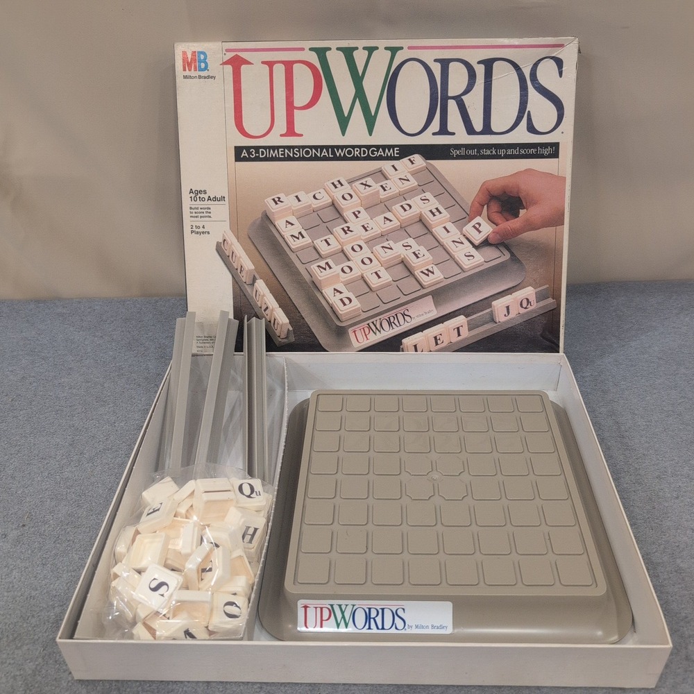 Milton Bradley Upwords 3D Word Game 1988 Vintage Board Game 4312 VG